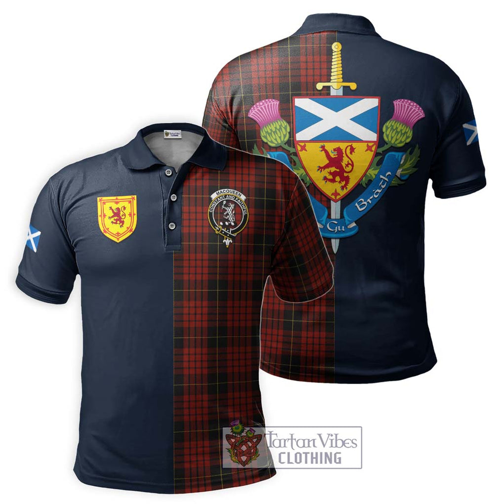 Tartan Vibes Clothing MacQueen Tartan Polo Shirt with Scottish Lion Royal Arm Half Style