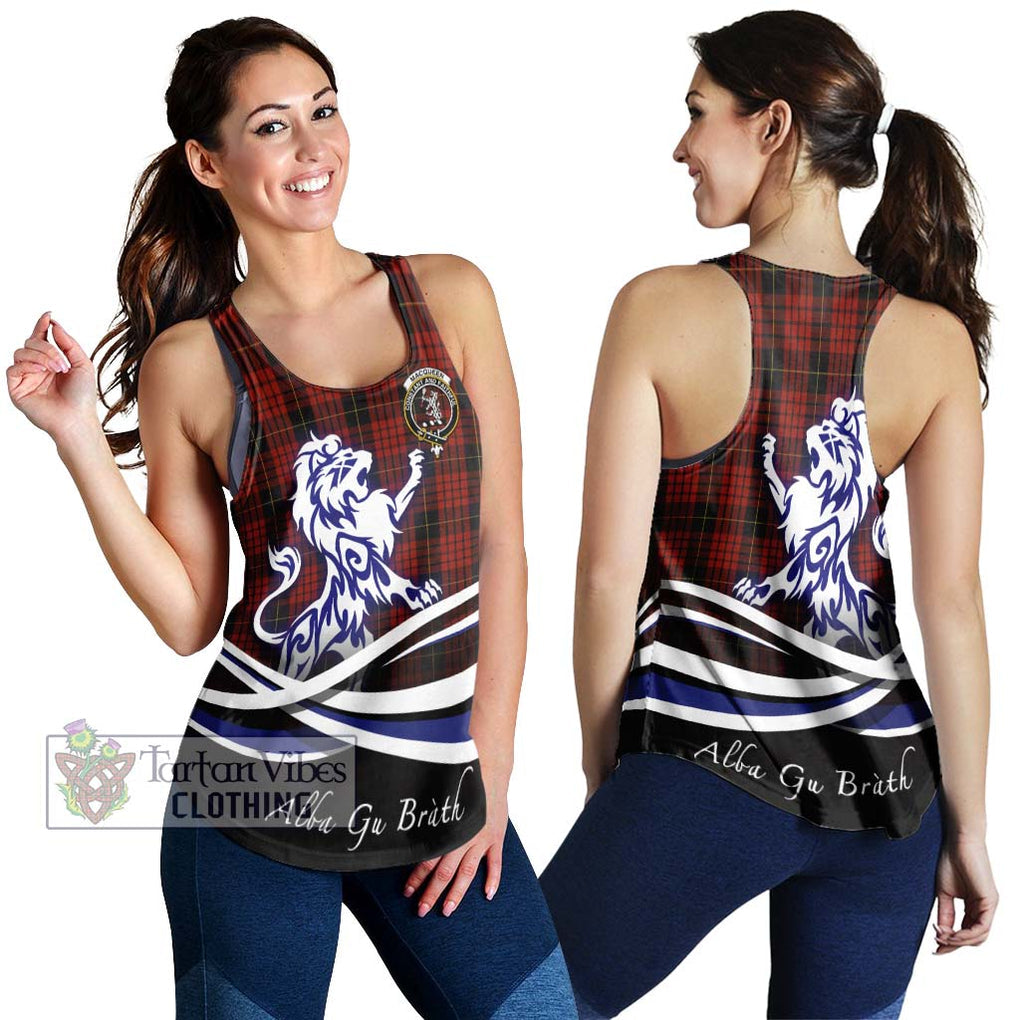 MacQueen (McQueen) Tartan Women's Racerback Tanks with Alba Gu Brath Regal Lion Emblem 4XL - Tartanvibesclothing Shop