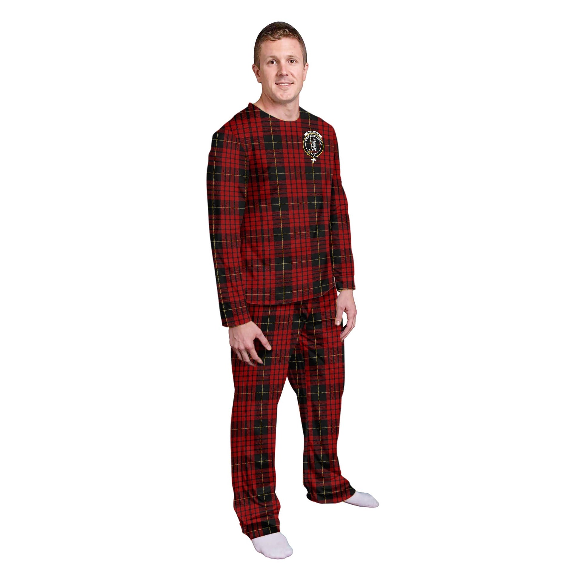 MacQueen Tartan Pajamas Family Set with Family Crest - Tartanvibesclothing