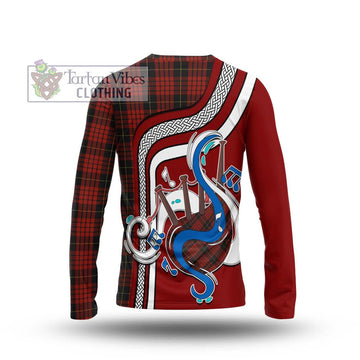 MacQueen (McQueen) Tartan Long Sleeve T-Shirt with Epic Bagpipe Style