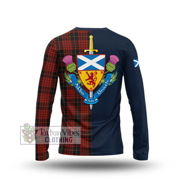 MacQueen (McQueen) Tartan Long Sleeve T-Shirt Alba with Scottish Lion Royal Arm Half Style