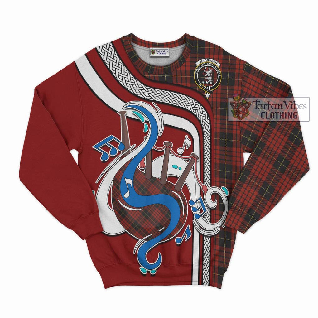 Tartan Vibes Clothing MacQueen Tartan Sweatshirt with Epic Bagpipe Style