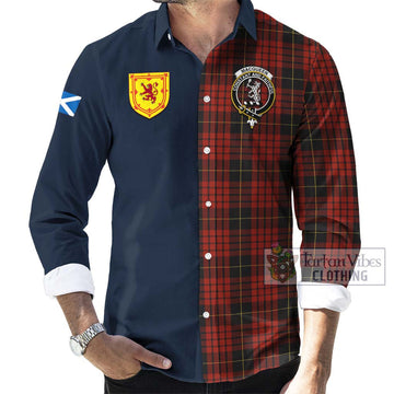 MacQueen (McQueen) Tartan Long Sleeve Button Shirt Alba with Scottish Lion Royal Arm Half Style