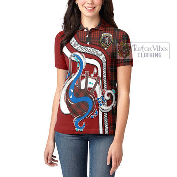 MacQueen (McQueen) Tartan Women's Polo Shirt with Epic Bagpipe Style