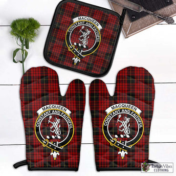 MacQueen (McQueen) Tartan Combo Oven Mitt & Pot-Holder with Family Crest Black - Tartan Vibes Clothing
