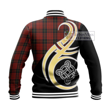 MacQueen (McQueen) Tartan Baseball Jacket with Family Crest and Celtic Symbol Style