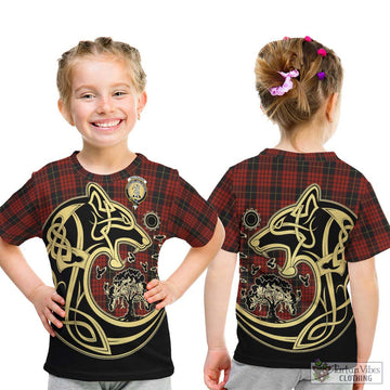 MacQueen (McQueen) Tartan Kid T-Shirt with Family Crest Celtic Wolf Style