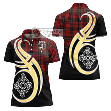 MacQueen (McQueen) Tartan Women's Polo Shirt with Family Crest and Celtic Symbol Style