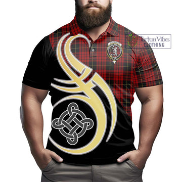 MacQueen (McQueen) Tartan Polo Shirt with Family Crest and Celtic Symbol Style