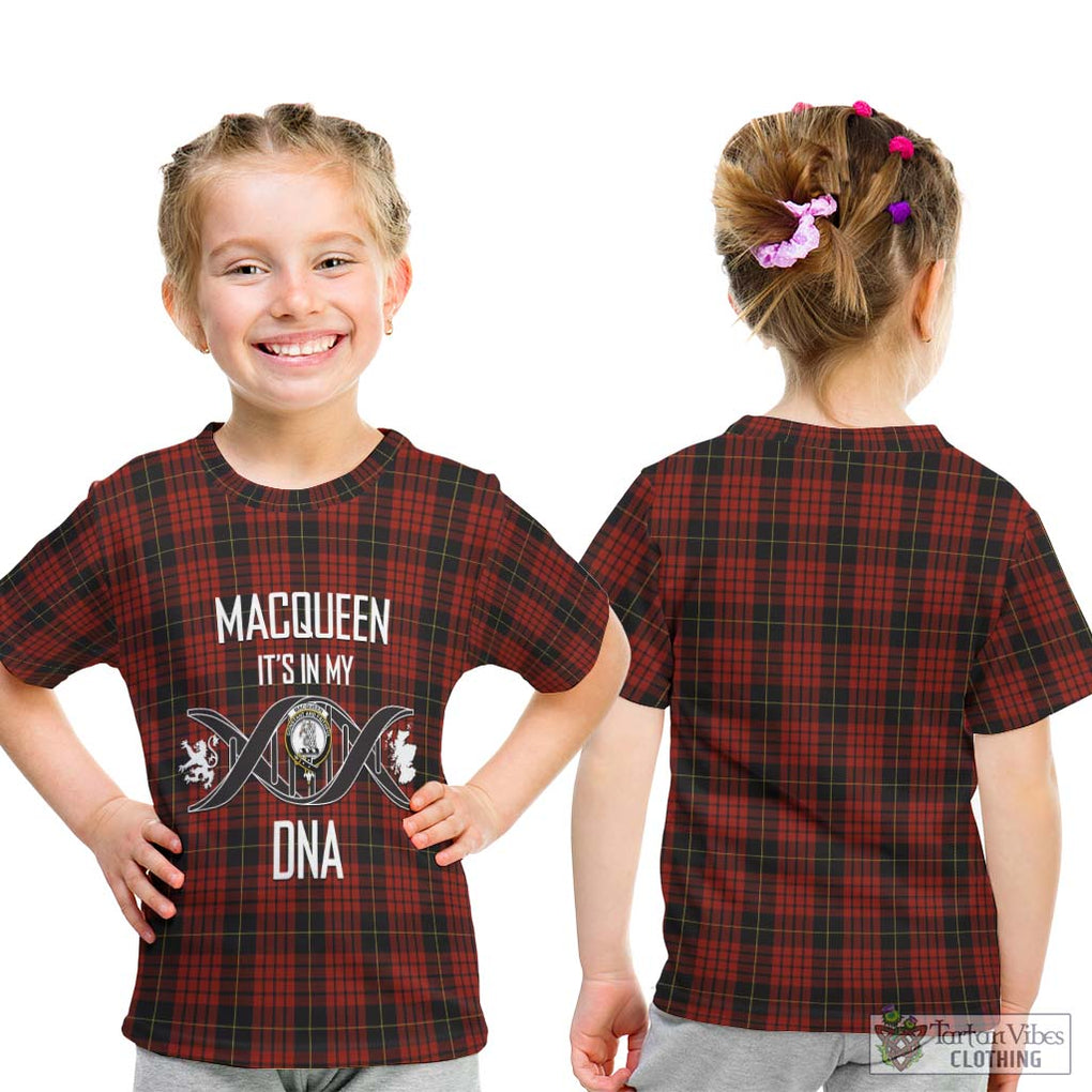 MacQueen (McQueen) Tartan Kid T-Shirt with Family Crest DNA In Me Style - Tartanvibesclothing Shop