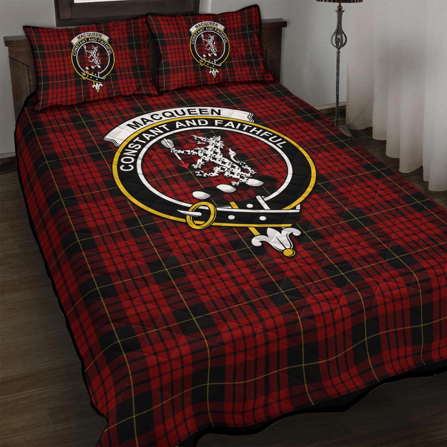 MacQueen (McQueen) Tartan Quilt Bed Set with Family Crest - Tartan Vibes Clothing