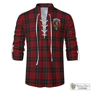 MacQueen (McQueen) Tartan Men's Scottish Traditional Jacobite Ghillie Kilt Shirt with Family Crest