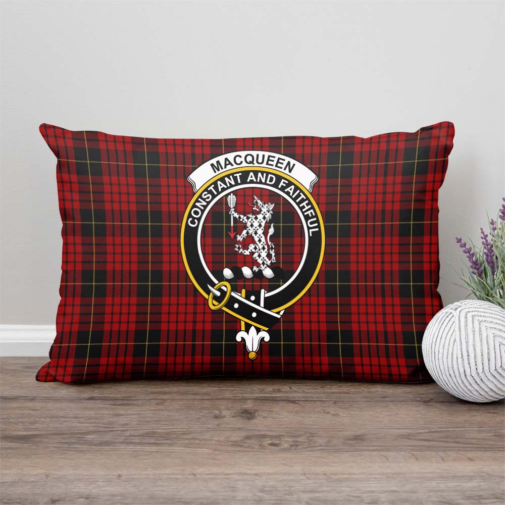 MacQueen Tartan Pillow Cover with Family Crest Rectangle Pillow Cover - Tartanvibesclothing