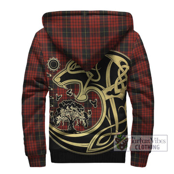 MacQueen (McQueen) Tartan Sherpa Hoodie with Family Crest Celtic Wolf Style