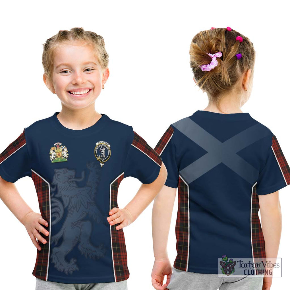 MacQueen (McQueen) Tartan Kid T-Shirt with Family Crest and Lion Rampant Vibes Sport Style - Tartan Vibes Clothing