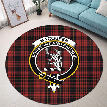 MacQueen (McQueen) Tartan Round Rug with Family Crest