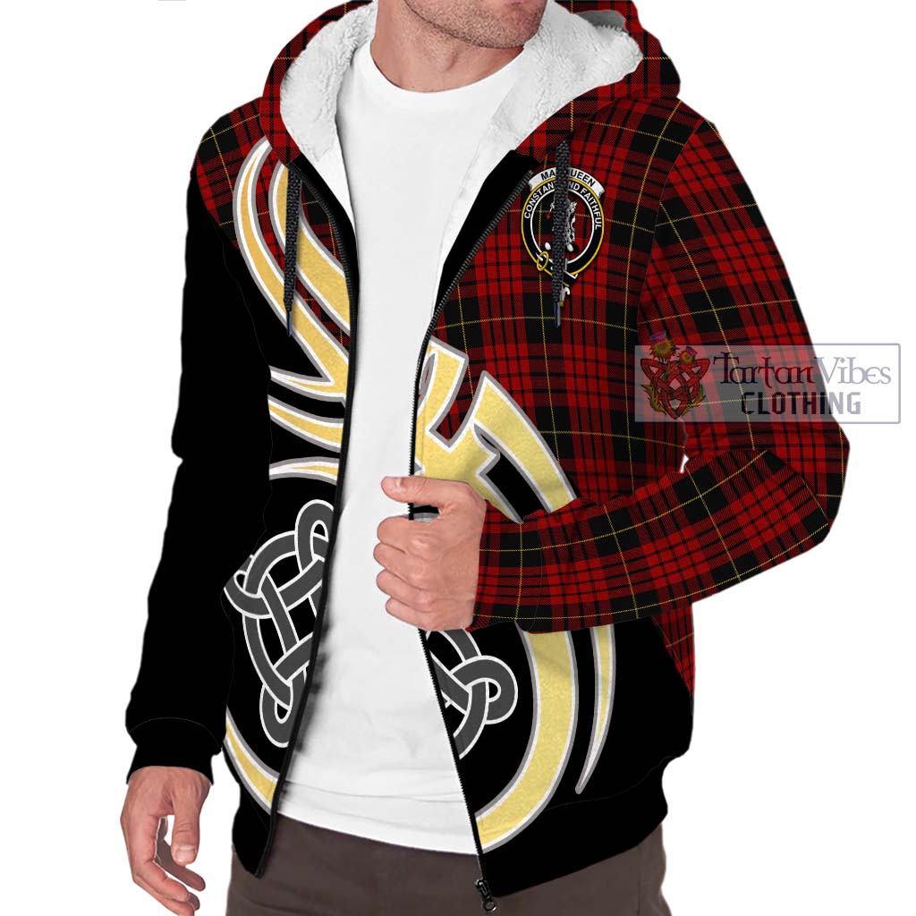 MacQueen (McQueen) Tartan Sherpa Hoodie with Family Crest and Celtic Symbol Style - Tartan Vibes Clothing