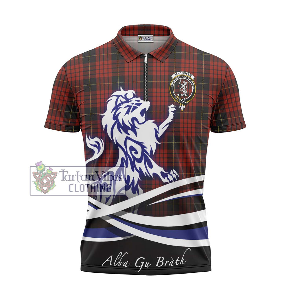 MacQueen (McQueen) Tartan Zipper Polo Shirt with Alba Gu Brath Regal Lion Emblem - Tartanvibesclothing Shop