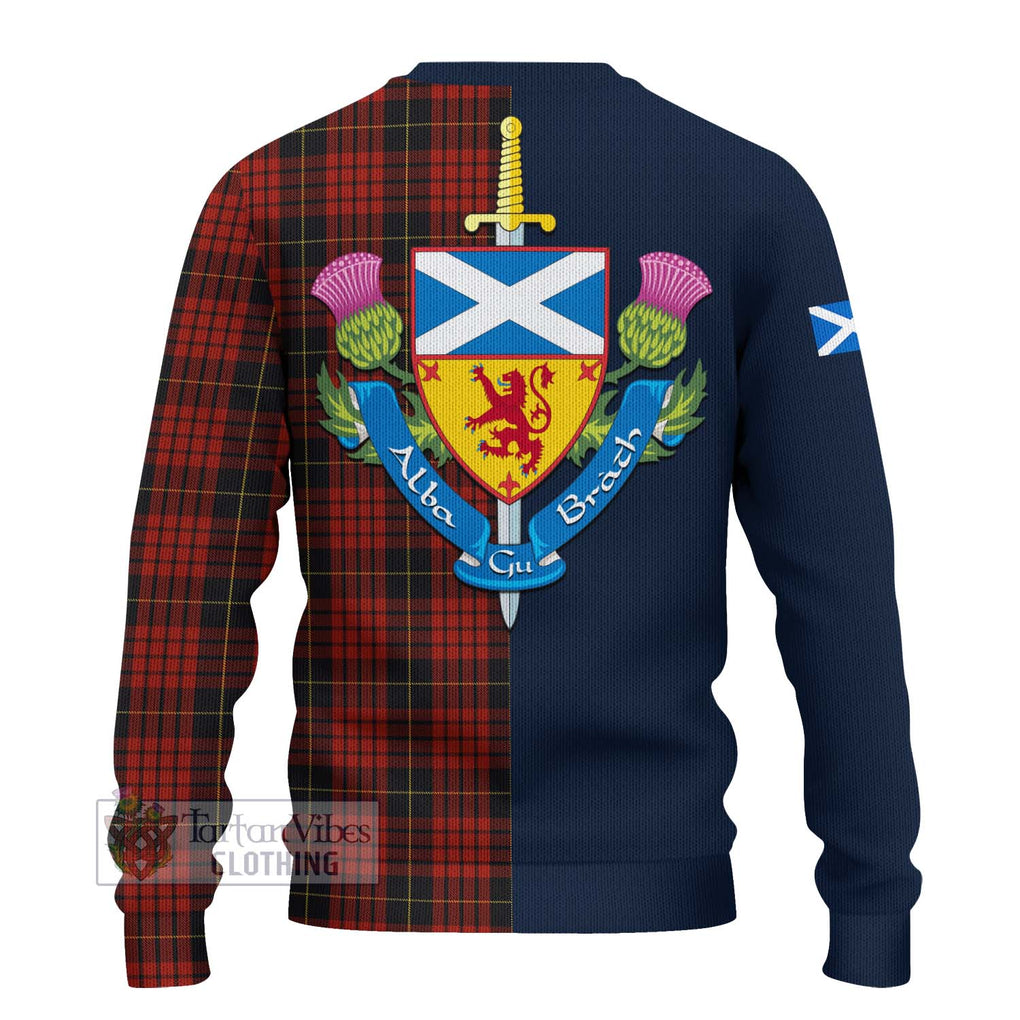 Tartan Vibes Clothing MacQueen Tartan Knitted Sweater with Scottish Lion Royal Arm Half Style