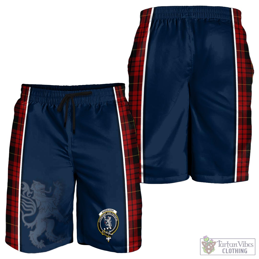 Tartan Vibes Clothing MacQueen Tartan Men's Shorts with Family Crest and Lion Rampant Vibes Sport Style