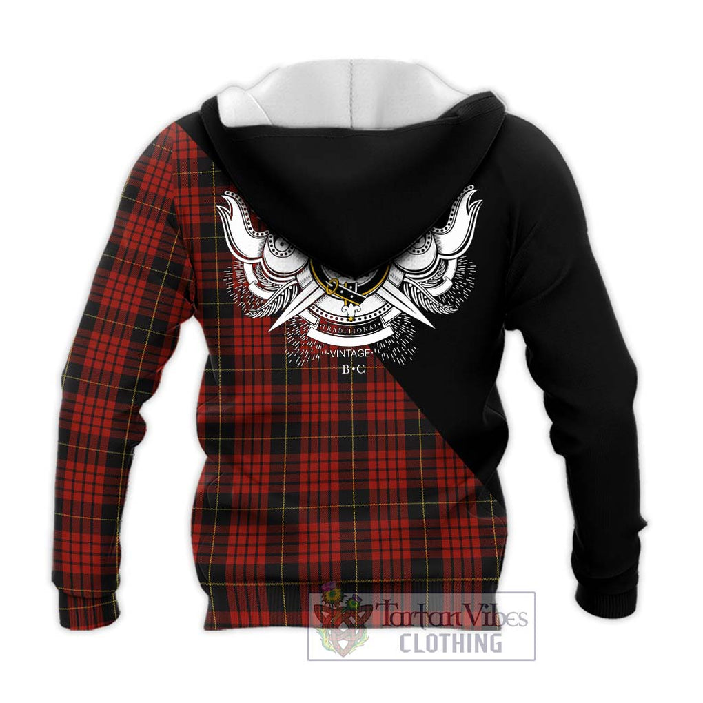 MacQueen (McQueen) Tartan Knitted Hoodie with Family Crest and Military Logo Style - Tartanvibesclothing Shop