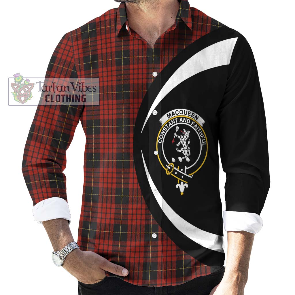 MacQueen (McQueen) Tartan Long Sleeve Button Up with Family Crest Circle Style - Tartan Vibes Clothing