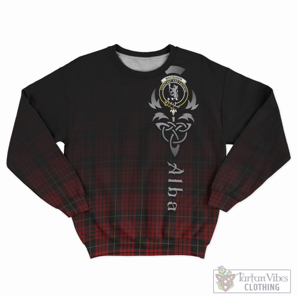 Tartan Vibes Clothing MacQueen Tartan Sweatshirt Featuring Alba Gu Brath Family Crest Celtic Inspired