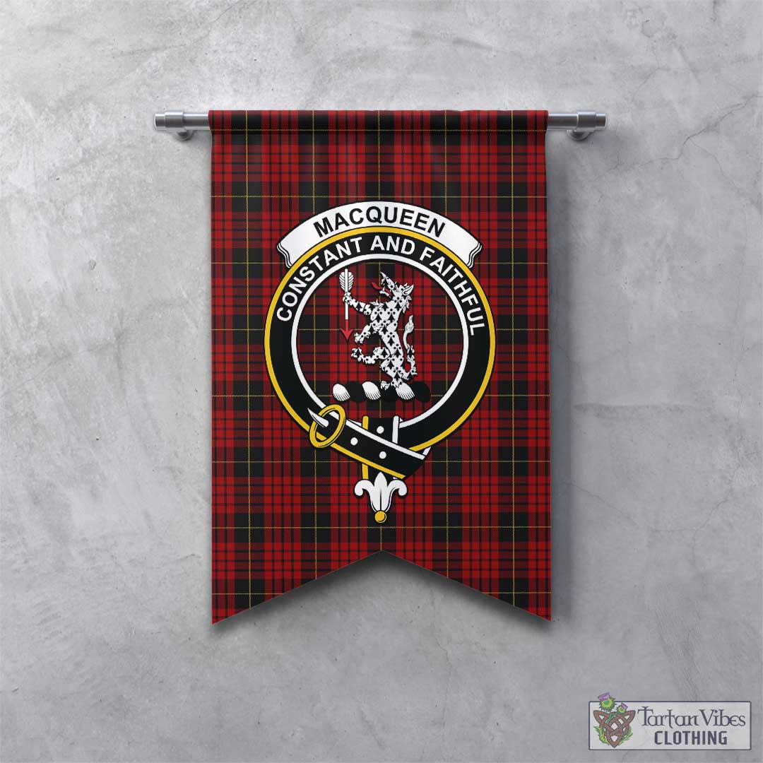 MacQueen Tartan Gonfalon, Tartan Banner with Family Crest