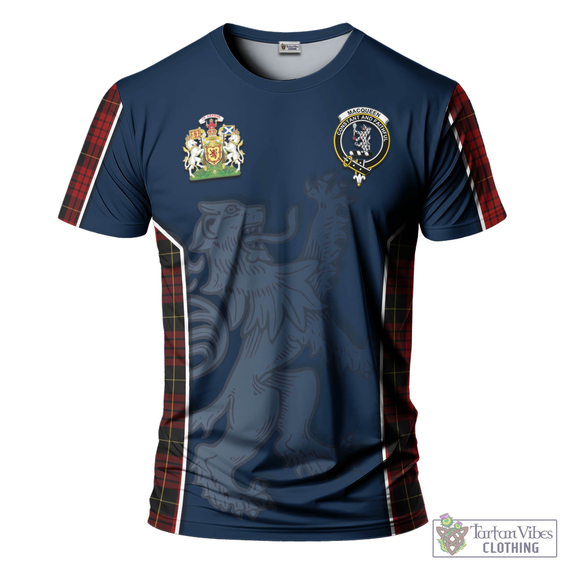 Tartan Vibes Clothing MacQueen Tartan T-Shirt with Family Crest and Lion Rampant Vibes Sport Style