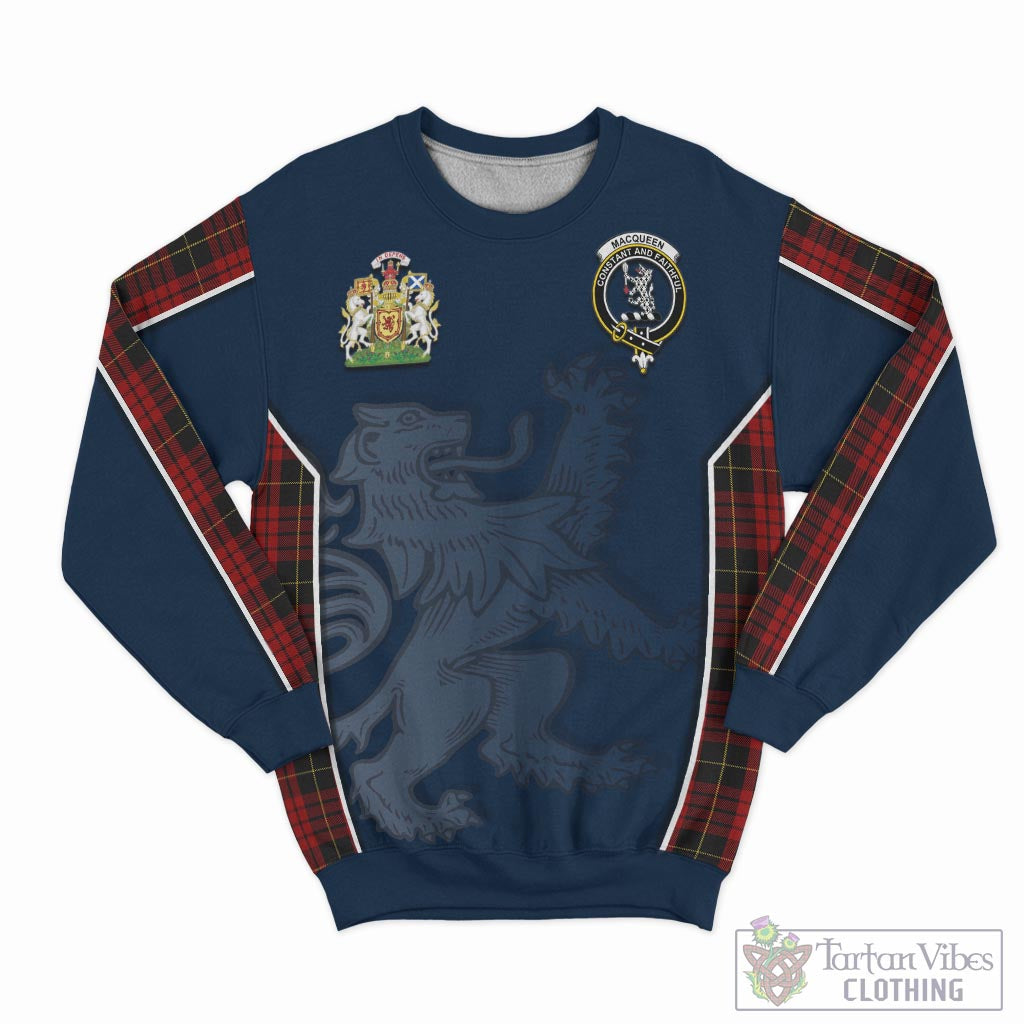 Tartan Vibes Clothing MacQueen Tartan Sweater with Family Crest and Lion Rampant Vibes Sport Style