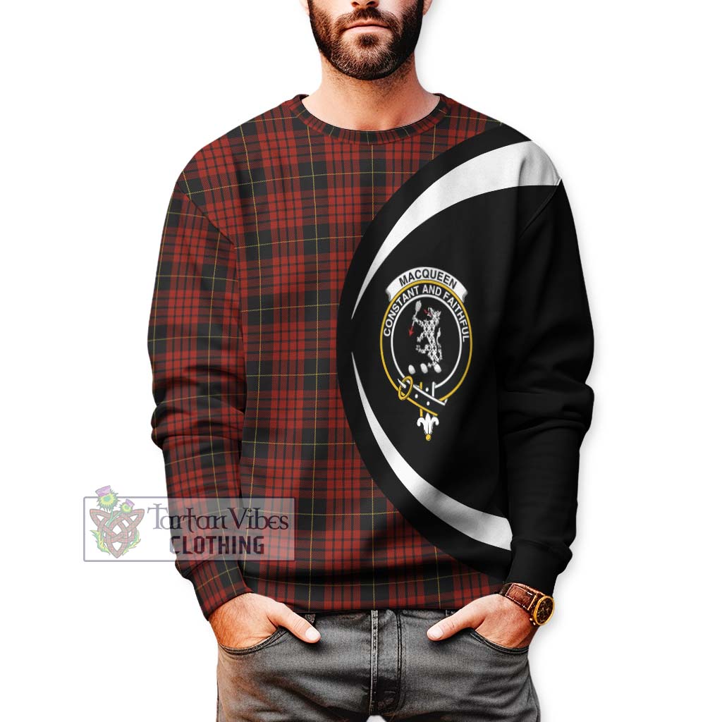 MacQueen (McQueen) Tartan Sweatshirt with Family Crest Circle Style - Tartan Vibes Clothing