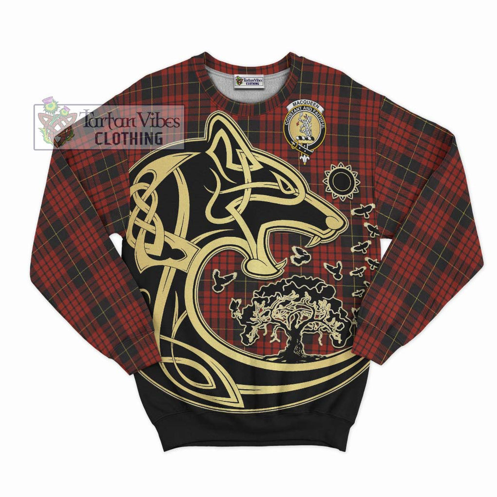 MacQueen (McQueen) Tartan Sweatshirt with Family Crest Celtic Wolf Style - Tartan Vibes Clothing