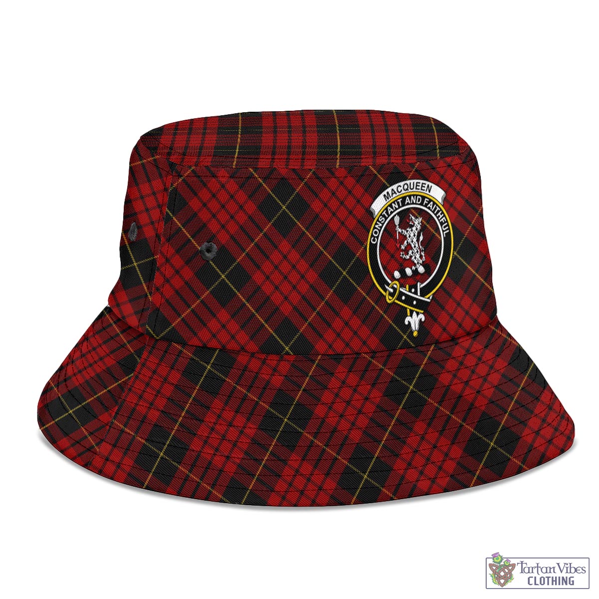 Tartan Vibes Clothing MacQueen Tartan Bucket Hat with Family Crest