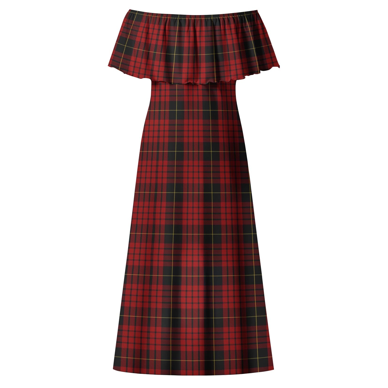 MacQueen Tartan Off Shoulder Long Dress - Tartanvibesclothing