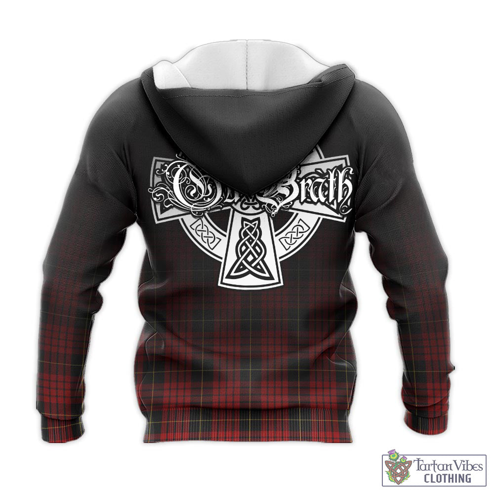 Tartan Vibes Clothing MacQueen Tartan Knitted Hoodie Featuring Alba Gu Brath Family Crest Celtic Inspired