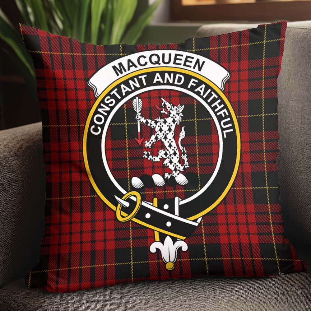 MacQueen Tartan Pillow Cover with Family Crest - Tartanvibesclothing