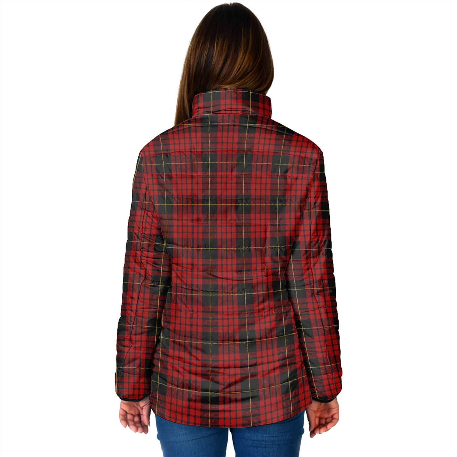 MacQueen (McQueen) Tartan Padded Jacket with Family Crest - Tartan Vibes Clothing