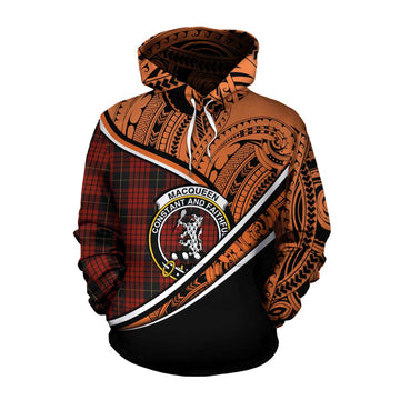 MacQueen (McQueen) Crest Tartan Cotton Hoodie with Polynesian Vibes Style - Orange Version