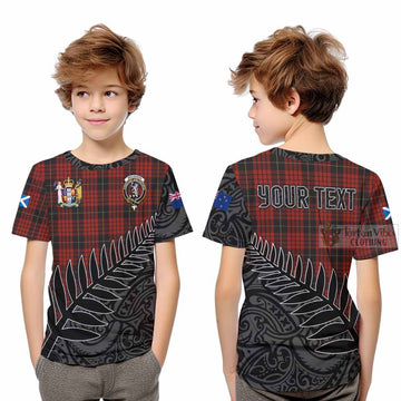 MacQueen (McQueen) Crest Tartan Kid T-Shirt with New Zealand Silver Fern Half Style