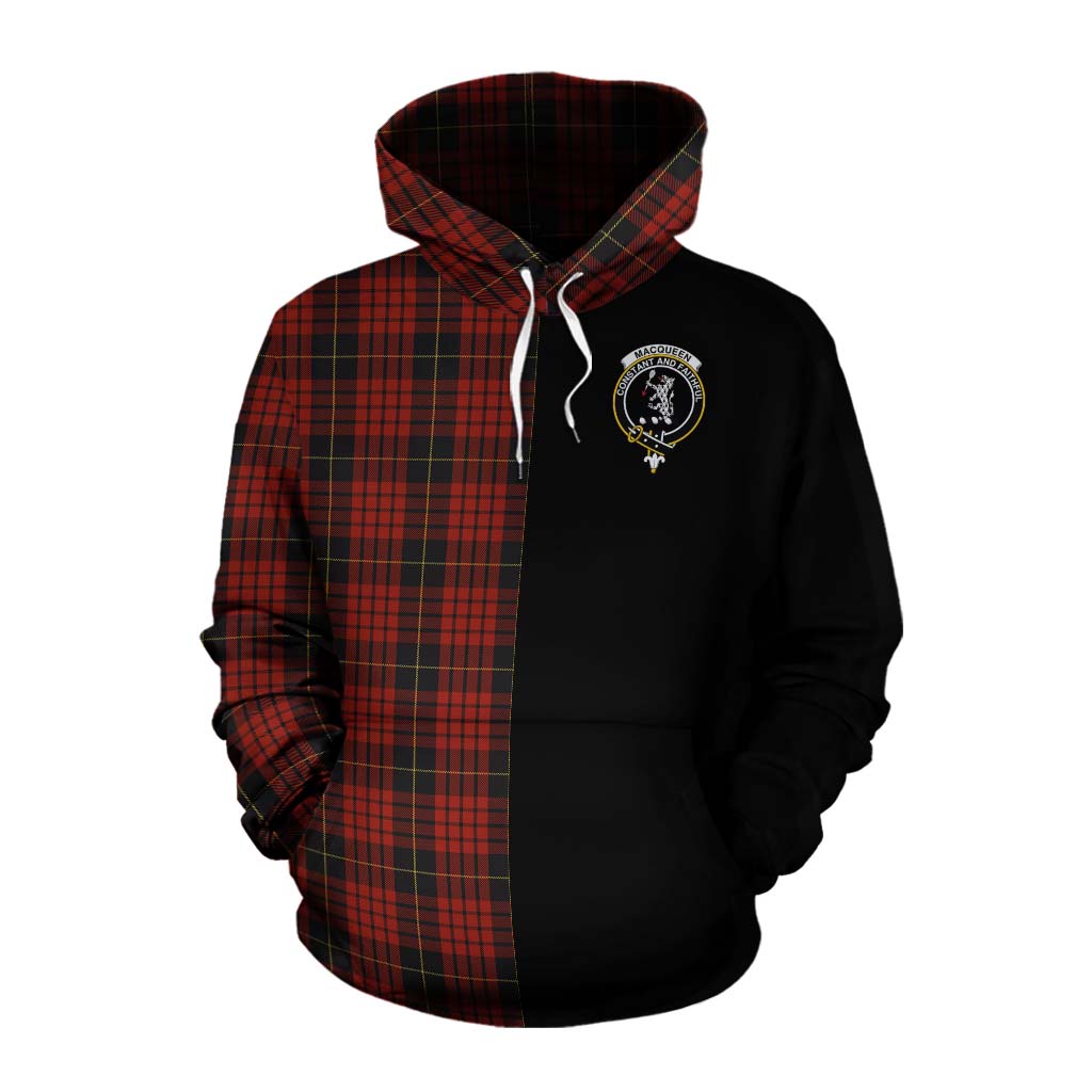 Tartan Vibes Clothing MacQueen (McQueen) Tartan Cotton Hoodie with Family Crest and Half Of Me Style