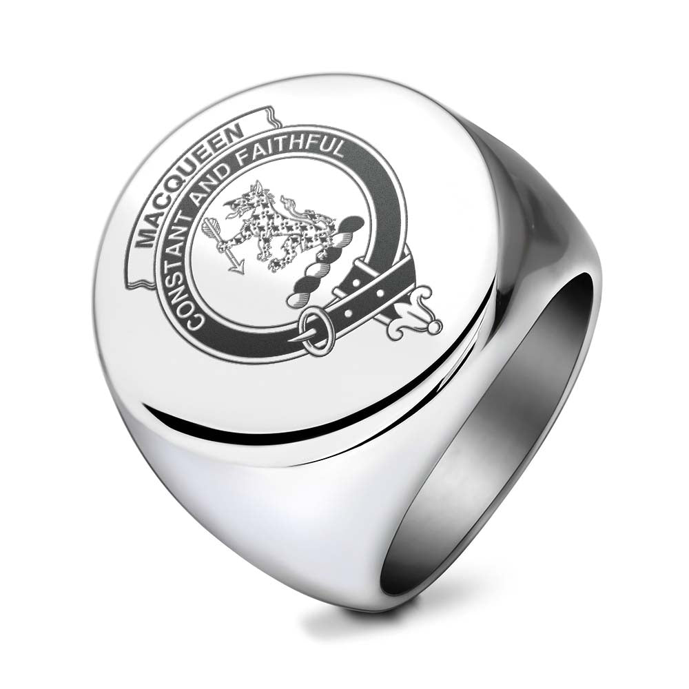 Tartan Vibes Clothing MacQueen (McQueen) Clan Crest Engraved Ring