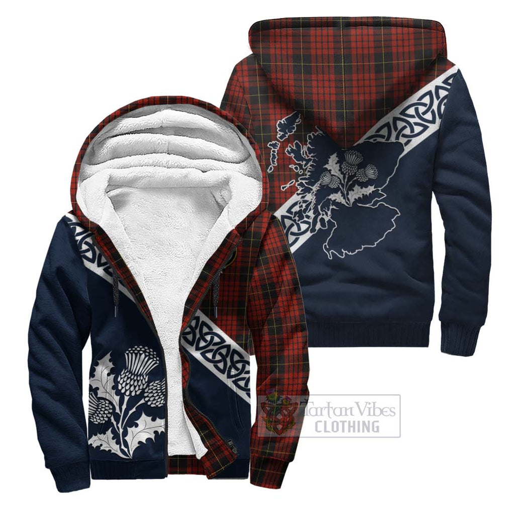 Tartan Vibes Clothing MacQueen (McQueen) Tartan Sherpa Hoodie Featuring Thistle and Scotland Map