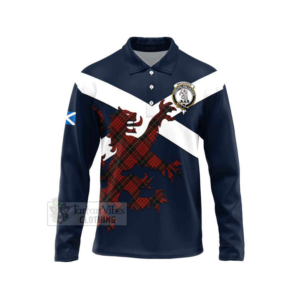 Tartan Vibes Clothing MacQueen (McQueen) Tartan Lion Rampant Long Sleeve Polo Shirt – Proudly Display Your Heritage with Alba Gu Brath and Clan Name