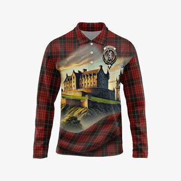 MacQueen (McQueen) Tartan Family Crest Long Sleeve Polo Shirt with Scottish Ancient Castle Style Unisex - Tartan Vibes Clothing