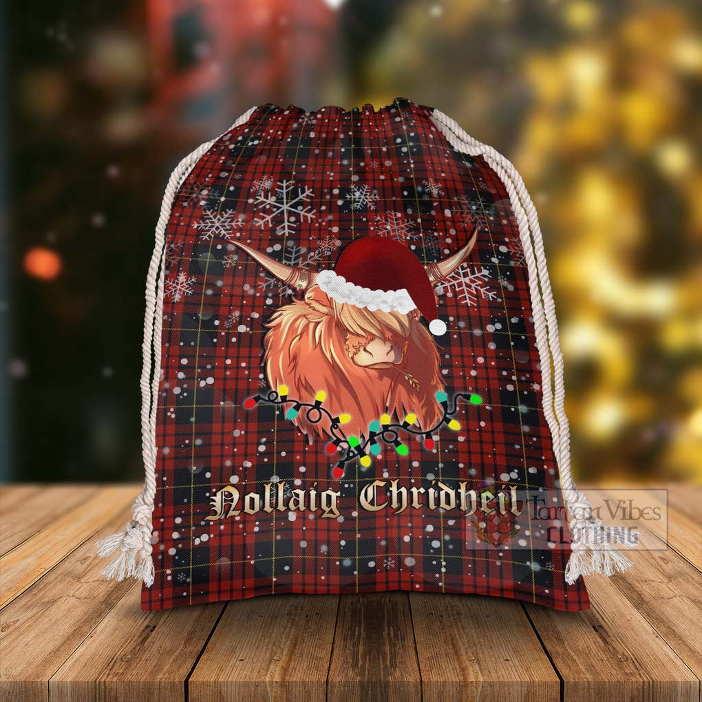 Tartan Vibes Clothing MacQueen (McQueen) Tartan Christmas Santa's Bag with Highland Cow