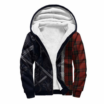 MacQueen (McQueen) Tartan Sherpa Hoodie with Family Crest Cross Sword Thistle Celtic Vibes