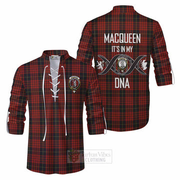 MacQueen (McQueen) Tartan Ghillie Kilt Shirt with Family Crest DNA In Me Style