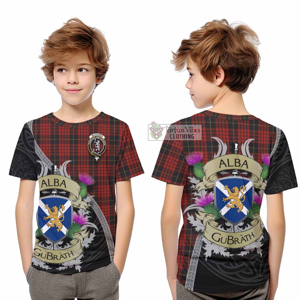 MacQueen (McQueen) Tartan Family Crest Kid T-Shirt Lion Rampant Royal Thistle Shield Celtic Inspired - Tartan Vibes Clothing