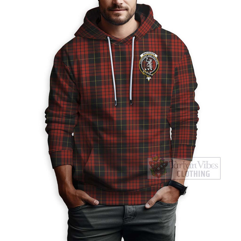 Tartan Vibes Clothing MacQueen (McQueen) Tartan Hoodie with Family Crest Celtic Skull Style