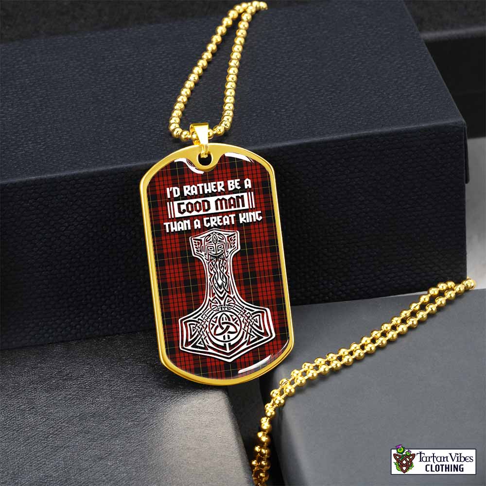 Tartan Vibes Clothing MacQueen (McQueen) Tartan Dog Tag Necklace Viking Mjolnir Style